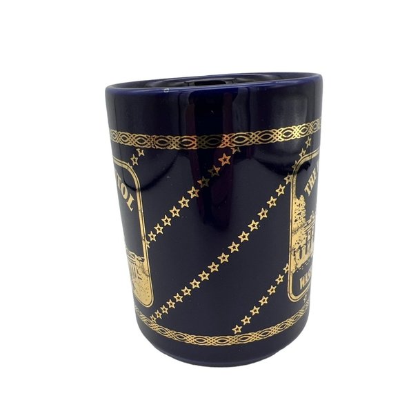 Washington DC Souvenir Coffee Mug The Capitol & White House Blue w/ Gold Trim - Picture 4 of 6
